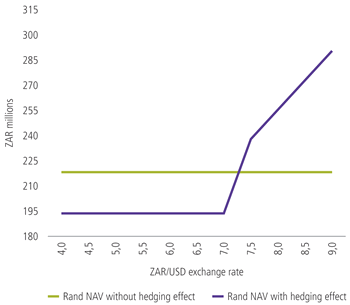 ZAR capital before and after hedging